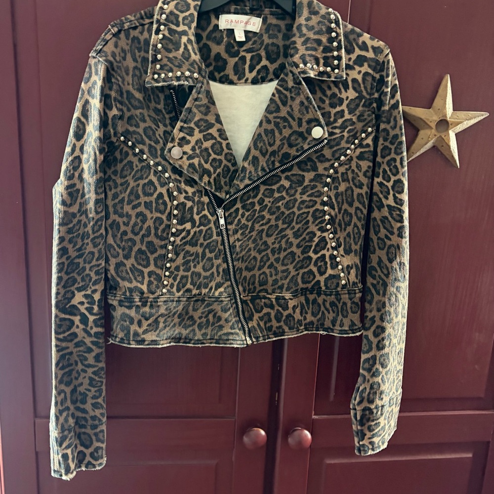Rampage leopard print moto jacket.